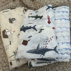 Little Unicorn Sea Collection Muslin Swaddle Blankets